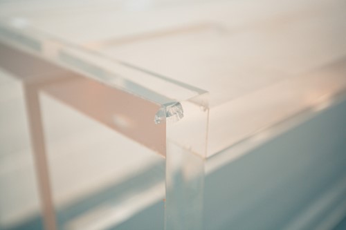Lot 132 - A large vintage lucite console/ side table of...