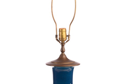 Lot 92 - A Japanese turquoise glazed table lamp, late...