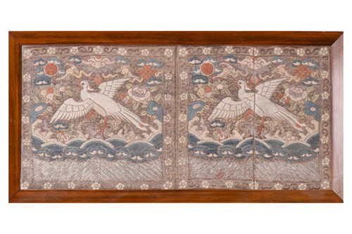 Lot 67 - A pair of Chinese silk "Mandarin Square" rank...