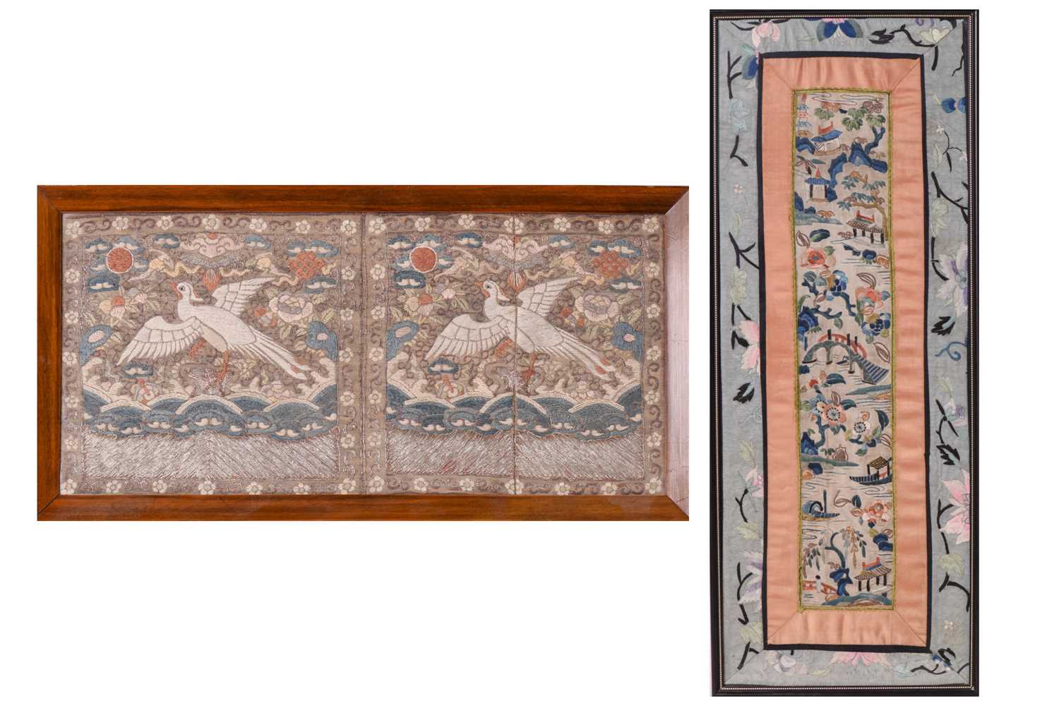Lot 67 - A pair of Chinese silk "Mandarin Square" rank...