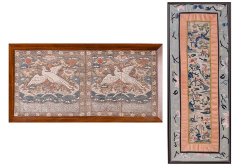 Lot 67 - A pair of Chinese silk "Mandarin Square" rank...