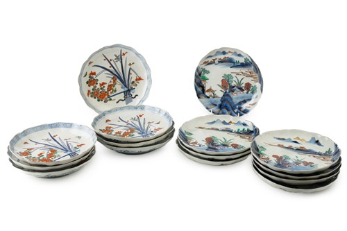 Lot 188 - A set of seven Japanese Arita plates, late...