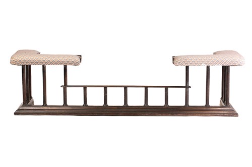 Lot 121 - An Edwardian-style patinated iron club fender...