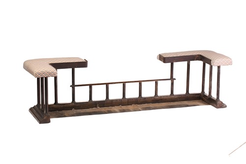 Lot 121 - An Edwardian-style patinated iron club fender...