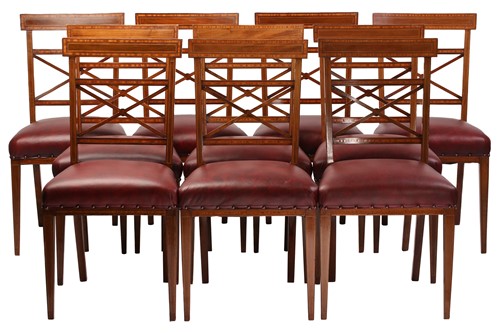 Lot 137 - A set of twelve Edwardian mahogany Sheraton...