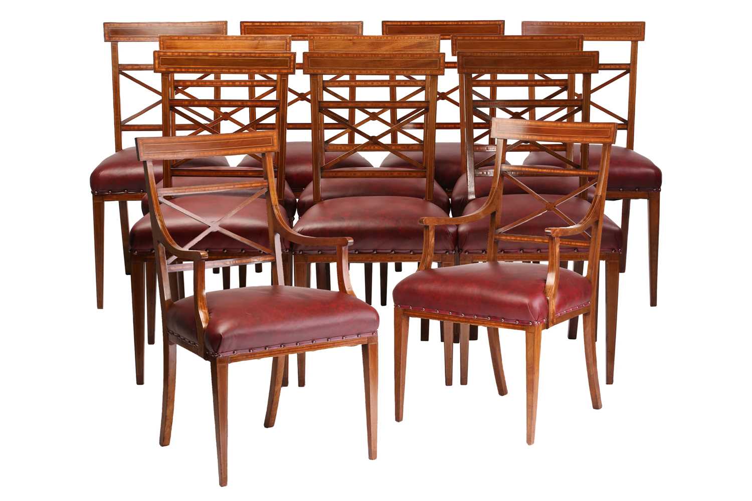 Lot 137 - A set of twelve Edwardian mahogany Sheraton...