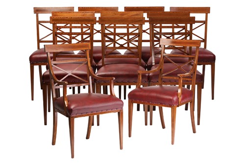Lot 137 - A set of twelve Edwardian mahogany Sheraton...