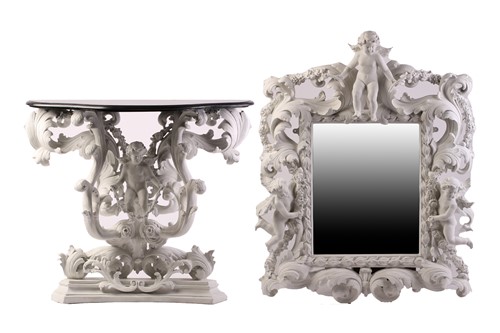 Lot 228 - An impressive white-painted and carved...