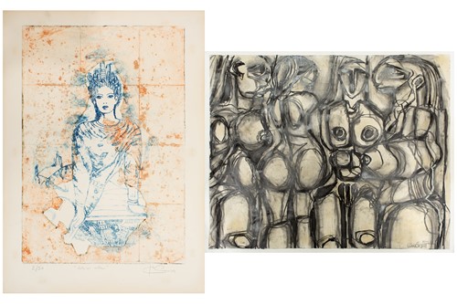 Lot 54 - I E Garnier (20th century), 'Celle qui Veille',...
