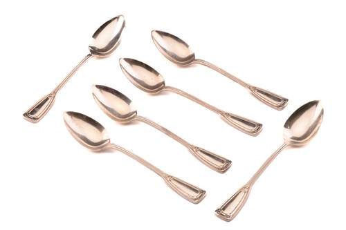 Lot 308 - Set of six Tiffany & Co. silver teaspoons in...