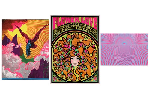 Lot 96 - Three original psychedelic black light posters,...