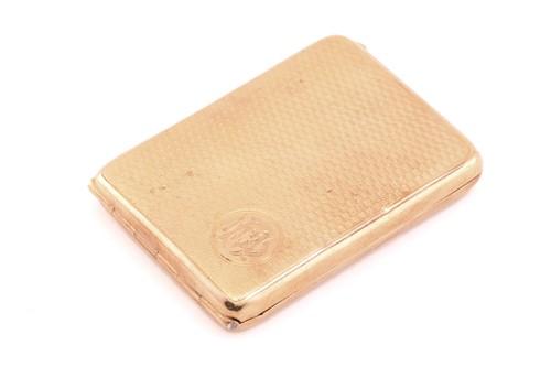 Lot 12 - A 9ct yellow gold vesta case, a linear...