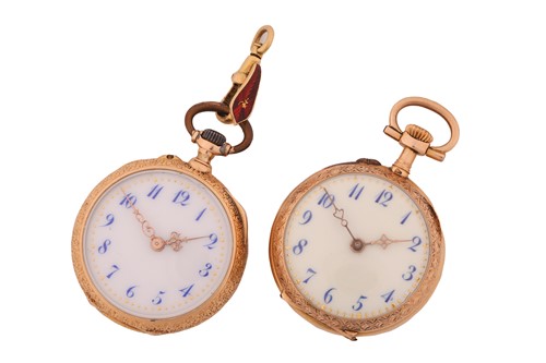 Lot 262 - Two lady's enamel dial and enamel panelled...