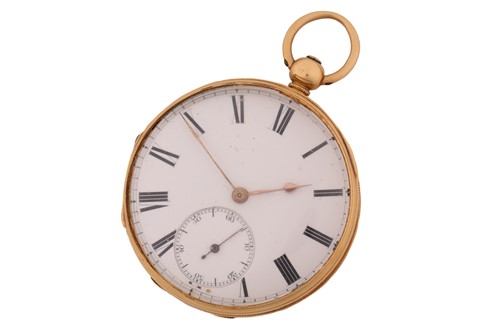 Lot 257 - An 18ct yellow gold open face pocket watch,...