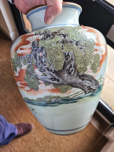 Lot 74 - A Chinese porcelain vase, late Qing dynasty,...