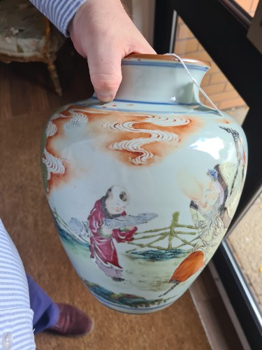 Lot 74 - A Chinese porcelain vase, late Qing dynasty,...