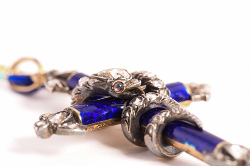 Lot 56 - A Victorian enamel cross fleury with a diamond-...