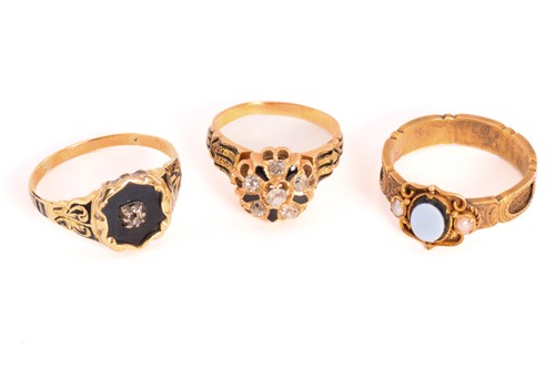 Lot 53 - Three 19th-century mourning rings; including a...