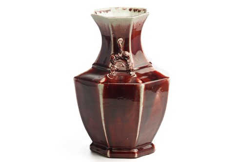 Lot 132 - A large Chinese Sang de Boeuf octagonal vase,...