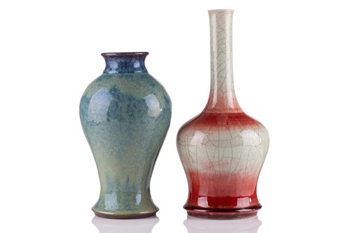 Lot 110 - A Chinese Sang de Boeuf mallet shape vase,...