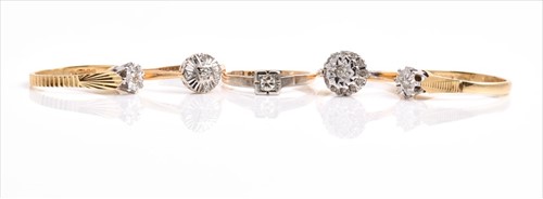 Lot 609 - Three 18ct yellow gold and illusion set...
