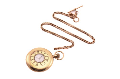 Lot 224 - A 9ct rose gold Albert chain with T bar,...