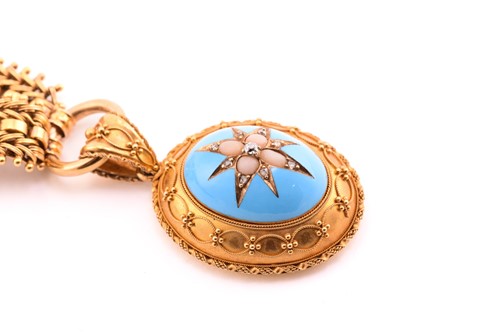 Lot 99 - A Victorian Etruscan Revival style pendant on...