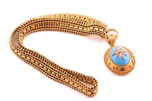 Lot 99 - A Victorian Etruscan Revival style pendant on...