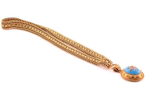Lot 99 - A Victorian Etruscan Revival style pendant on...
