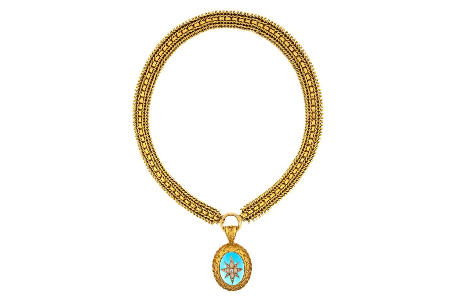 Lot 99 - A Victorian Etruscan Revival style pendant on...