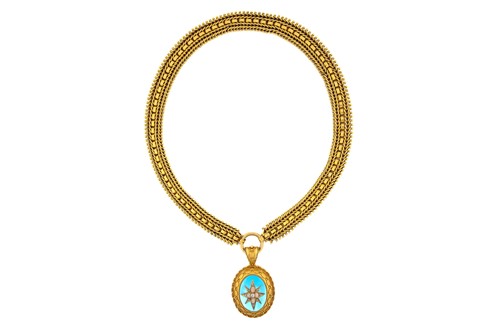 Lot 99 - A Victorian Etruscan Revival style pendant on...
