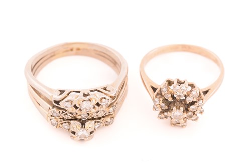 Lot 104 - A triple row diamond ring and a diamond...
