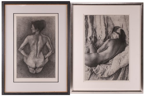 Lot 22 - Mark Clark (b.1959), two etchings, female...