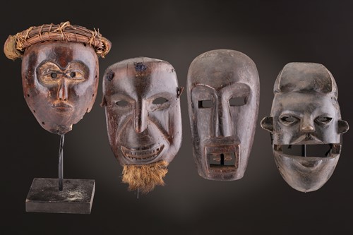 Lot 41 - A Tharu Shaman mask, Tibet, with rectangular...