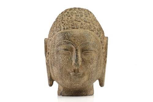 Lot 83 - A Chinese-carved stone head of the Gautama...