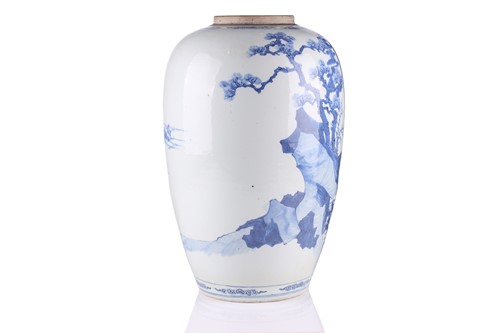 Lot 131 - A Chinese blue and white porcelain vase, Qing,...