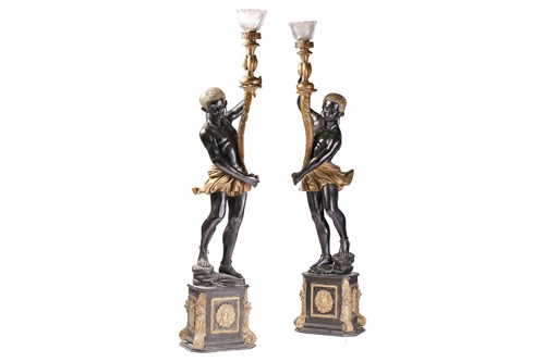 Lot 284 - Pair of reproduction bronze floor standing...