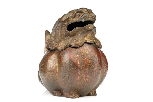 Lot 187 - A Chinese bronze censor in the form of a...