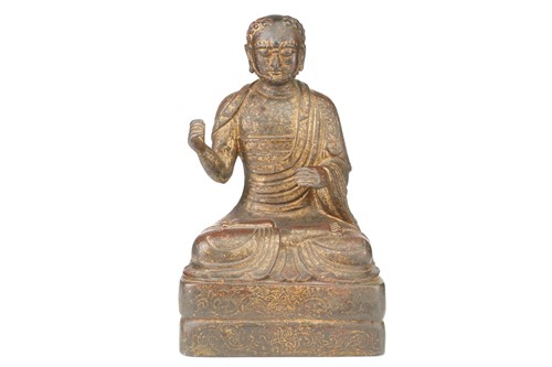 Lot 123 - A Chinese Sino Tibetan style bronze figure of...