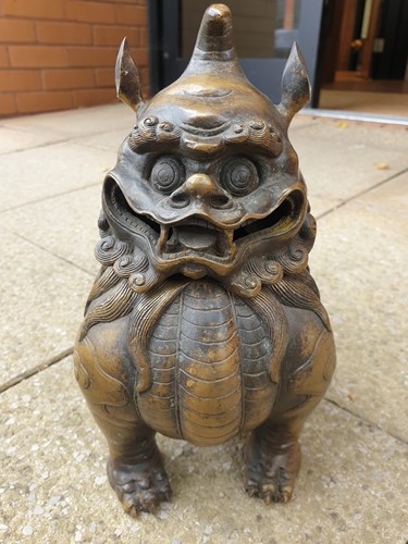 Lot 75 - A large Chinese bronze Pixiu censor, with open...