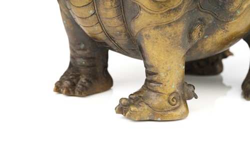 Lot 75 - A large Chinese bronze Pixiu censor, with open...