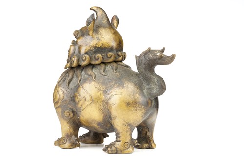 Lot 75 - A large Chinese bronze Pixiu censor, with open...