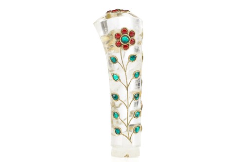 Lot 209 - An Indian style rock crystal dagger handle,...