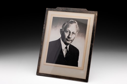 Lot 438 - A silver photograph frame. Rectangular with...