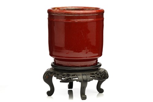 Lot 162 - A Chinese sang de boeuf glazed planter, of...