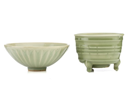 Lot 116 - A Chinese celadon glazed censor, of...