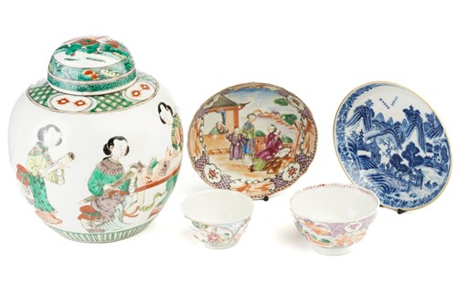 Lot 84 - A Chinese famille verte ginger jar and cover,...