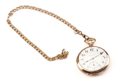 Lot 468 - A Hamilton open face pocket watch and Albert...
