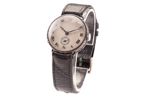 Lot 332 - A silver art deco wristwatch, featuring a...