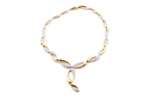 Lot 210 - A diamond set two-tone necklace, with...